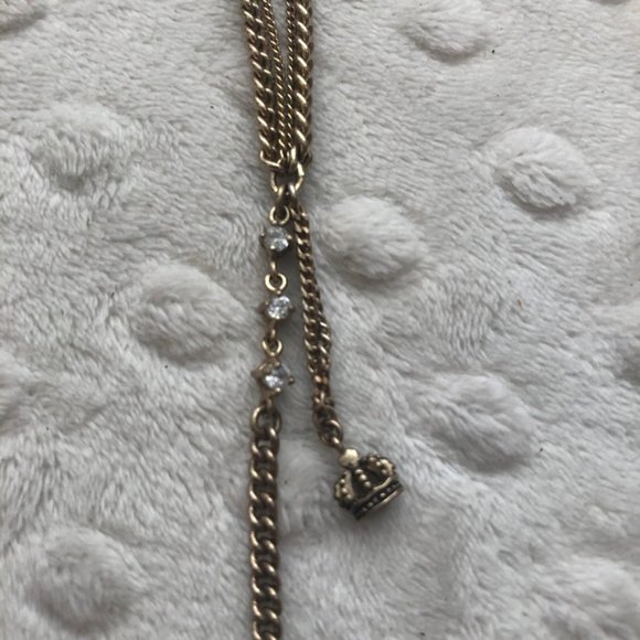 Juicy Couture Gold Rhinstone Crown Heart Necklace - Picture 3 of 6
